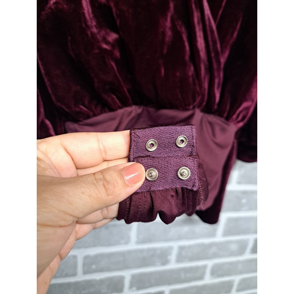 House Of Harlow 1960 Revolve Womens Velvet Burgandy V-Neck Bodysuit Size XXS - Picture 14 of 14